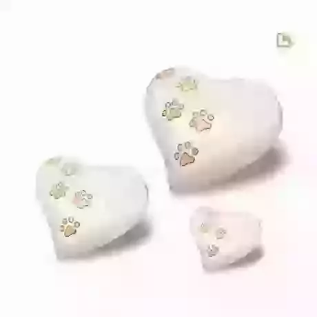 Pearl White Paw Print Hearts